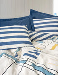 Rivali Home dekbedovertrek geometrisch blauw detail