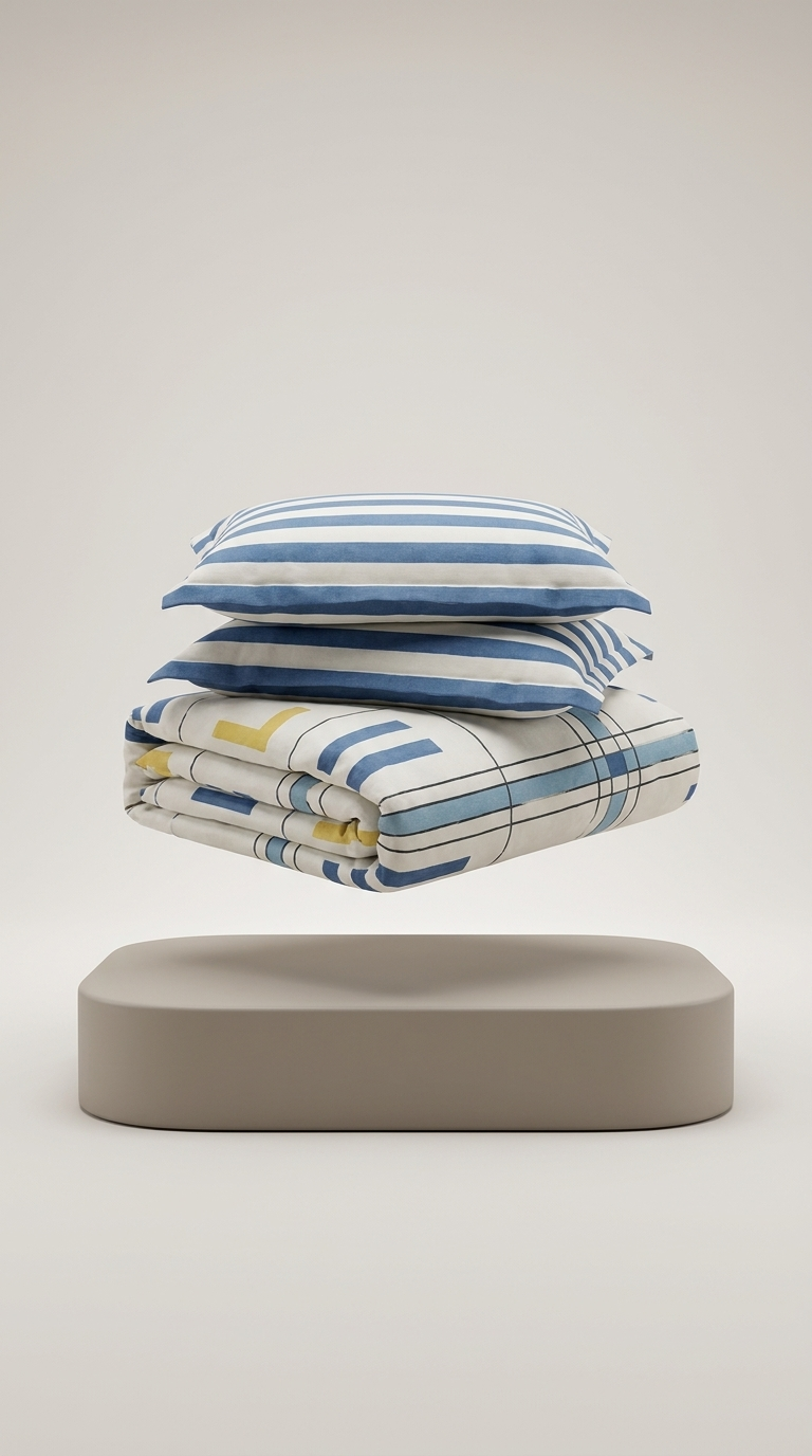 Cotton Bay Geometrisch Blauw 3D packshot
